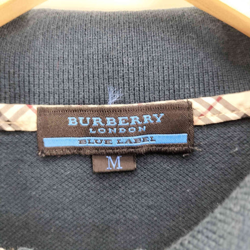 バーバリーブルーレーベル BURBERRY BLUE LABEL エクストリアン ナイト ホース刺繍 ノバチェック 切替 S/S ポロシャツ メンズ import:M