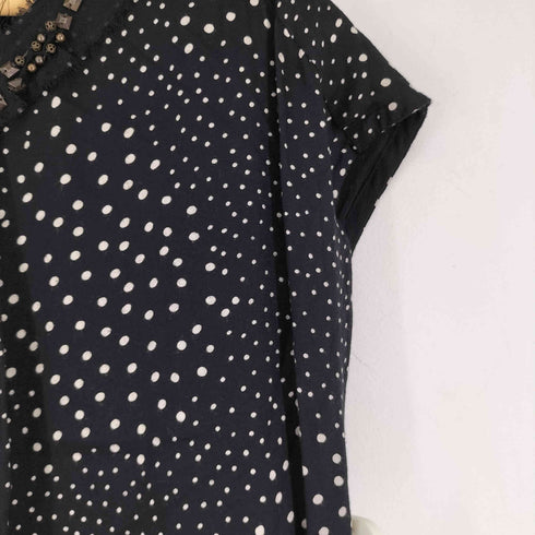 パドカレ pas de calais スタッズ ドット柄ノースリーブワンピース レディース
