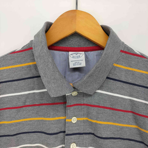 ブルックスブラザーズ BROOKS BROTHERS SLIM FIT ロゴ刺繍 ボーダー 長袖 ポロシャツ メンズ import:M