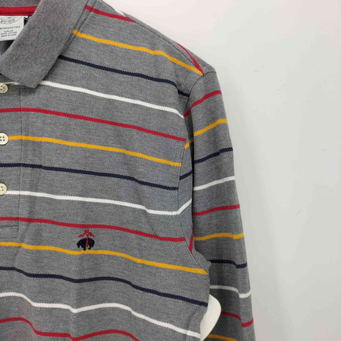 ブルックスブラザーズ BROOKS BROTHERS SLIM FIT ロゴ刺繍 ボーダー 長袖 ポロシャツ メンズ import:M