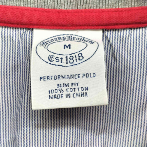 ブルックスブラザーズ BROOKS BROTHERS SLIM FIT ロゴ刺繍 ボーダー 長袖 ポロシャツ メンズ import:M
