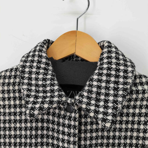 ザラ ZARA ツイードチェック シャツジャケット レディース import:S