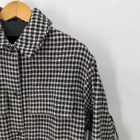 ザラ ZARA ツイードチェック シャツジャケット レディース import:S