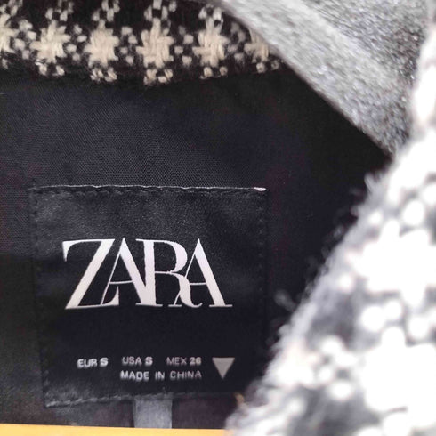 ザラ ZARA ツイードチェック シャツジャケット レディース import:S