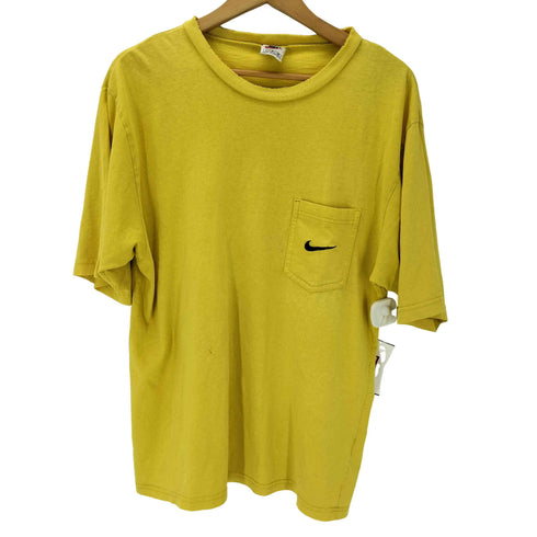 ナイキ NIKE 90-00S 白タグ ワンポイント スウッシュ 刺繍 クルーネック ポケ付き S/S Tシャツ メンズ import:S
