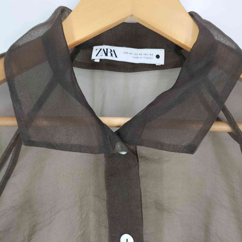 ザラ ZARA シアー シャツワンピース レディース import:XS