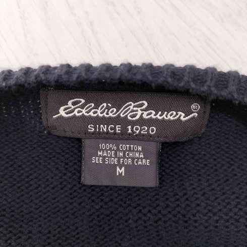エディーバウアー Eddie Bauer 00S ワンポイント刺繍 コットンニット カーディガン メンズ import:M