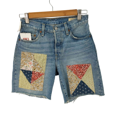 リーバイス Levis 501 90S カットオフショートパンツ ミディアムインディゴ PATTERN パッチワーク デニムショーツ レディース 24
