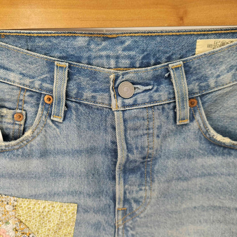 リーバイス Levis 501 90S カットオフショートパンツ ミディアムインディゴ PATTERN パッチワーク デニムショーツ レディース 24