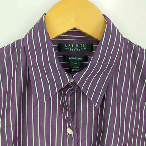 ローレンラルフローレン LAUREN RALPH LAUREN PETITE NON-IRON ロゴ刺繍 ストライプ レギュラーカラー シャツ レディース PM