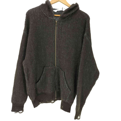 24AW ANDER MOHAIR ZIP HOODIE モヘヤ ナイロン アクリル ミックスファブリック ダブルジップ ニット パーカー メンズ