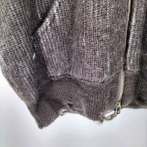 24AW ANDER MOHAIR ZIP HOODIE モヘヤ ナイロン アクリル ミックスファブリック ダブルジップ ニット パーカー メンズ