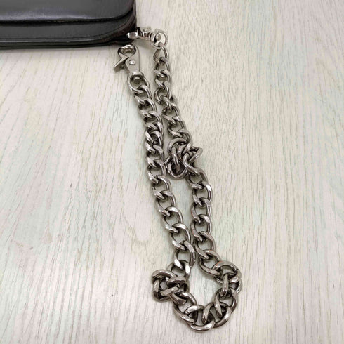 シルバーチェーン付きレザーウォレット 長財布 メンズ