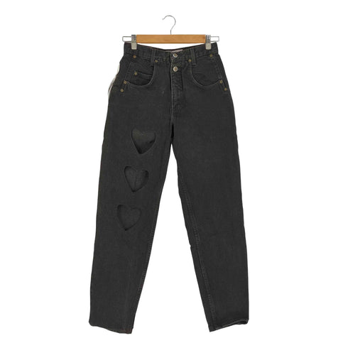 ZENA JEANS ハート穴あき テーパード ブラックデニム レディース 6 MISSY