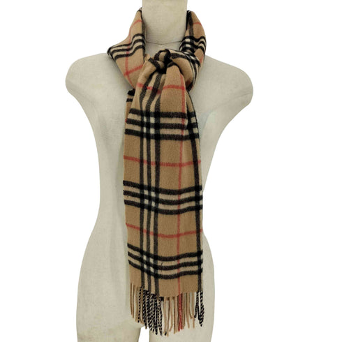 バーバリーロンドン BURBERRY LONDON 100% CASHMERE ノバチェック カシミヤ フリンジ マフラー メンズ