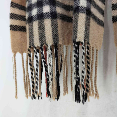 バーバリーロンドン BURBERRY LONDON 100% CASHMERE ノバチェック カシミヤ フリンジ マフラー メンズ