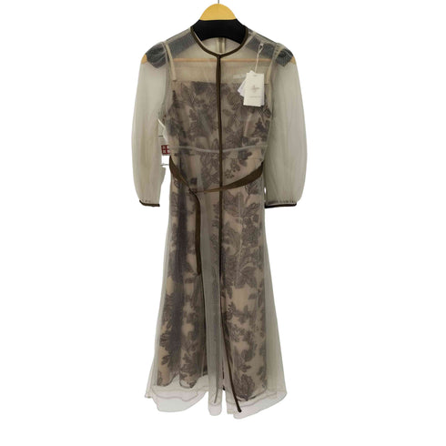 レジャ Leja チュールパイピングリーフベルトAラインワンピースドレス レディース import:M