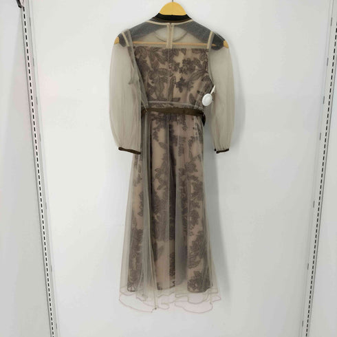レジャ Leja チュールパイピングリーフベルトAラインワンピースドレス レディース import:M