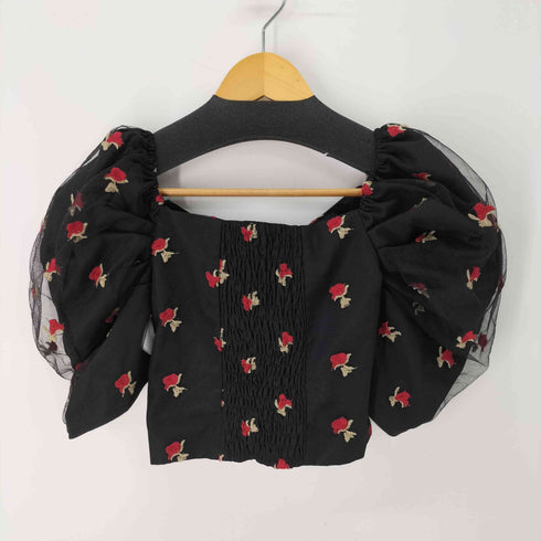 manon mimie ボリュームスリーブ ブラウス & ミニスカート バラ刺繍 セットアップ レディース