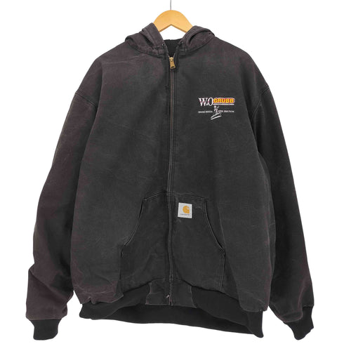 カーハート Carhartt 90-00S USA製 ACTIVE JACKET 企業ロゴ 刺繍 裏地サーマル ブラック アクティブ ジャケット メンズ 3XL