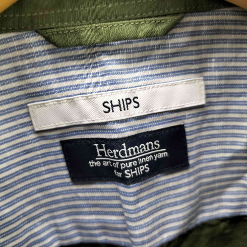 シップス SHIPS Herdmans 七分袖 リネン混シャツ メンズ JPN:M