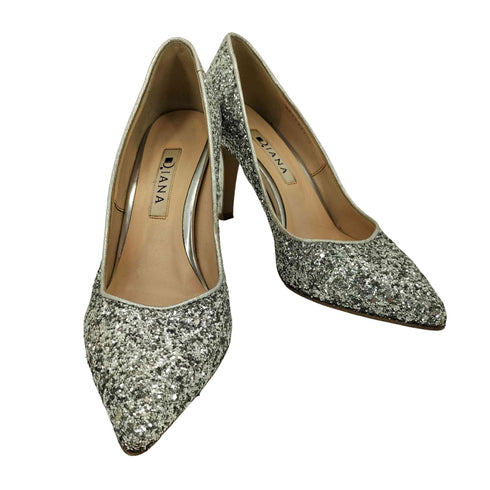 ダイアナ DIANA シルバーグリッターヒールパンプス レディース JPN:22.5