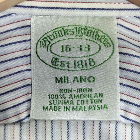 ブルックスブラザーズ BROOKS BROTHERS Est.1818 MILANO コットン ストライプボタンダウンシャツ メンズ 16-33