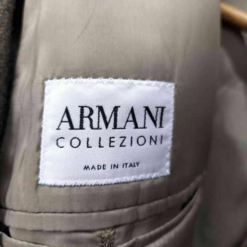 アルマーニコレツィオーニ ARMANI COLLEZIONI ウールキャメルシルク ツイード 3B テーラードジャケット メンズ EUR:52