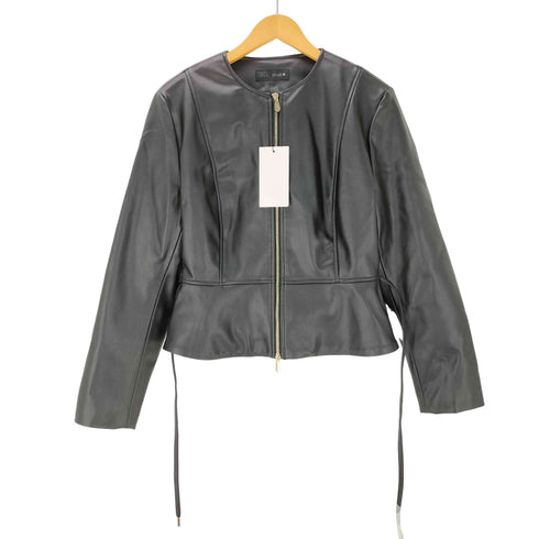 ザラ ZARA フェイクレザー ベプラムジャケット レディース import:L