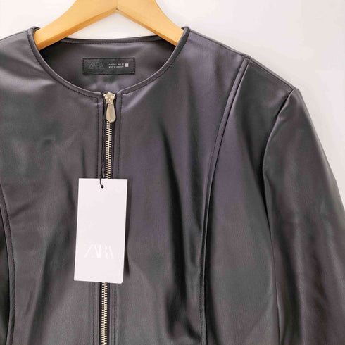 ザラ ZARA フェイクレザー ベプラムジャケット レディース import:L