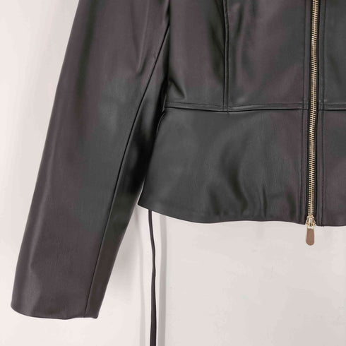 ザラ ZARA フェイクレザー ベプラムジャケット レディース import:L
