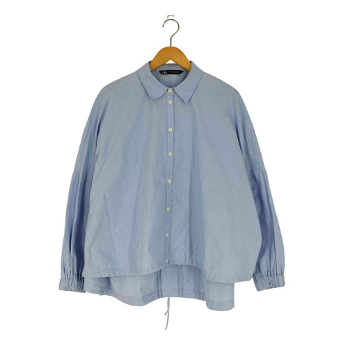 ザラ ZARA 裾ドローコード バックギャザー ワイドシルエット レギュラーカラー シャツ レディース S-M