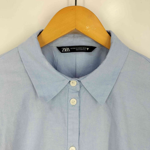 ザラ ZARA 裾ドローコード バックギャザー ワイドシルエット レギュラーカラー シャツ レディース S-M