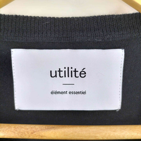utilite フリルスリーブ コットンカシミヤ クルーネック ニット セーター レディース