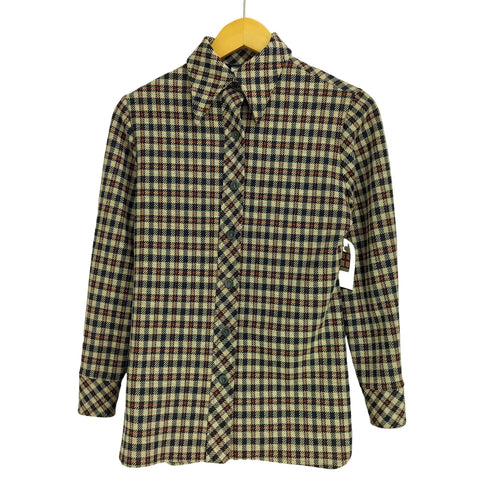 シアーズ Sears 70S ポリ混 アクリル チェック L/S シャツ レディース 10