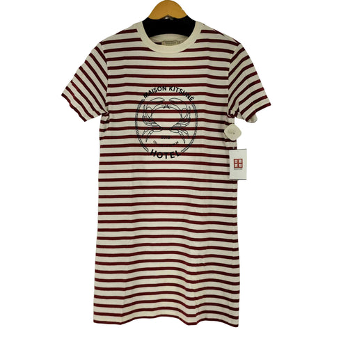 メゾンキツネ MAISON KITSUNE フロントプリント S/S ボーダーワンピース レディース JPN:S