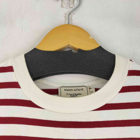 メゾンキツネ MAISON KITSUNE フロントプリント S/S ボーダーワンピース レディース JPN:S