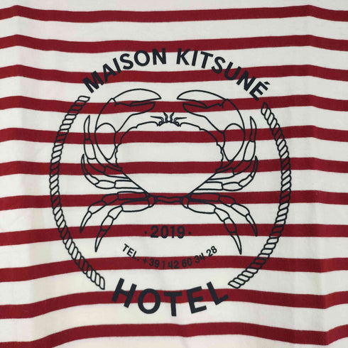 メゾンキツネ MAISON KITSUNE フロントプリント S/S ボーダーワンピース レディース JPN:S