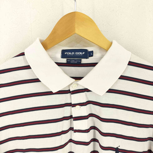 ポロゴルフラルフローレン POLO GOLF RALPH LAUREN ポニー刺繍 ボーダー ピマコットン 鹿の子ポロシャツ メンズ import:L