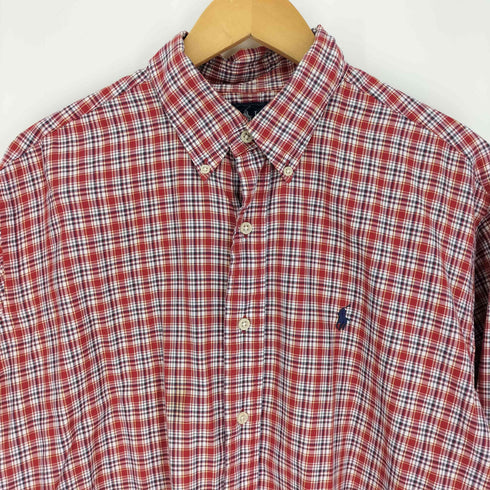 ポロバイラルフローレン Polo by RALPH LAUREN 90S 香港製 BLAKE ポニー刺繍 マドラスチェック B.D. L/S コットン シャツ メンズ import:L