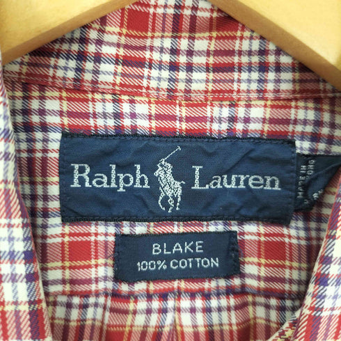 ポロバイラルフローレン Polo by RALPH LAUREN 90S 香港製 BLAKE ポニー刺繍 マドラスチェック B.D. L/S コットン シャツ メンズ import:L