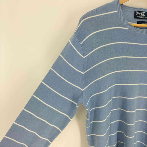 ポロバイラルフローレン Polo by RALPH LAUREN 90S ポニー刺繍 ボーダー ピマ コットン ニット セーター メンズ import:L