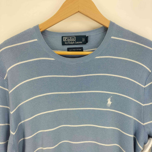 ポロバイラルフローレン Polo by RALPH LAUREN 90S ポニー刺繍 ボーダー ピマ コットン ニット セーター メンズ import:L