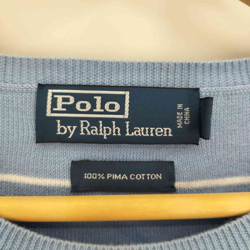 ポロバイラルフローレン Polo by RALPH LAUREN 90S ポニー刺繍 ボーダー ピマ コットン ニット セーター メンズ import:L
