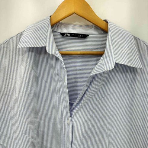 ザラ ZARA STRIPED POPLIN SHIRT ストライプシャツ レディース import:L