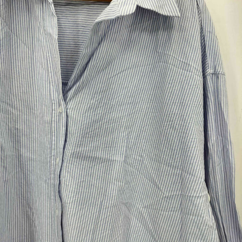 ザラ ZARA STRIPED POPLIN SHIRT ストライプシャツ レディース import:L