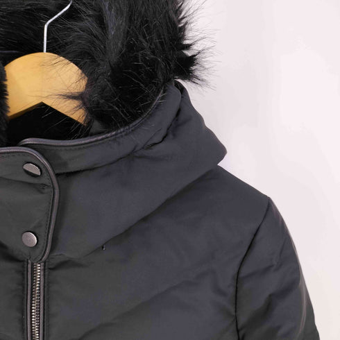 ザラ ZARA ファー フーデッド 中綿コート レディース import:M
