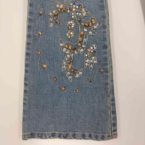 BLUE QI ER ビーズ刺繍 Y2k フレアデニム レディース JPN:L