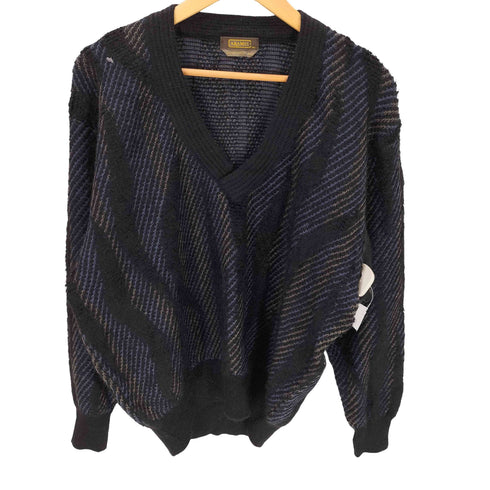 アラミス ARAMIS KIDMOHAIR キッドモヘヤ混 ウール ナイロン 混紡 ストライプ 総柄 Vネック ニット セーター メンズ import:M