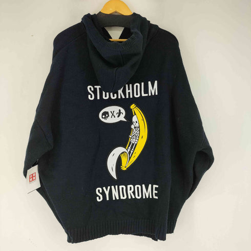 stockholm syndrome 刺繍デザインニットパーカー メンズ